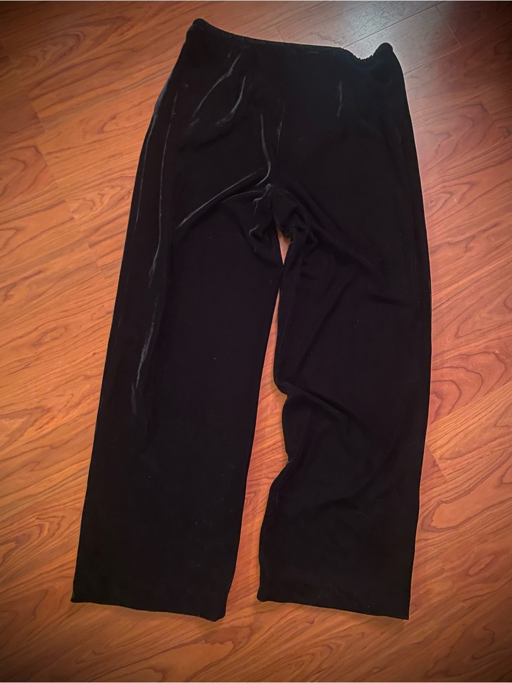 Silkland Pants Black Velvet Dressy Evening Straight Leg Flowy Stretch Women’s 14